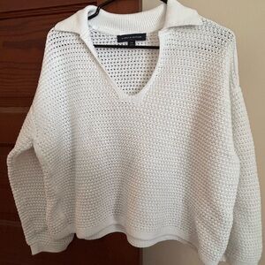 Tommy Hilfiger White V-Neck Sweater